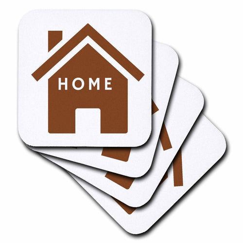 3dRose 3dRose Mary Aikeen-Home Quotes - Image of a House with Text of Home - Coasters (cst-377097)